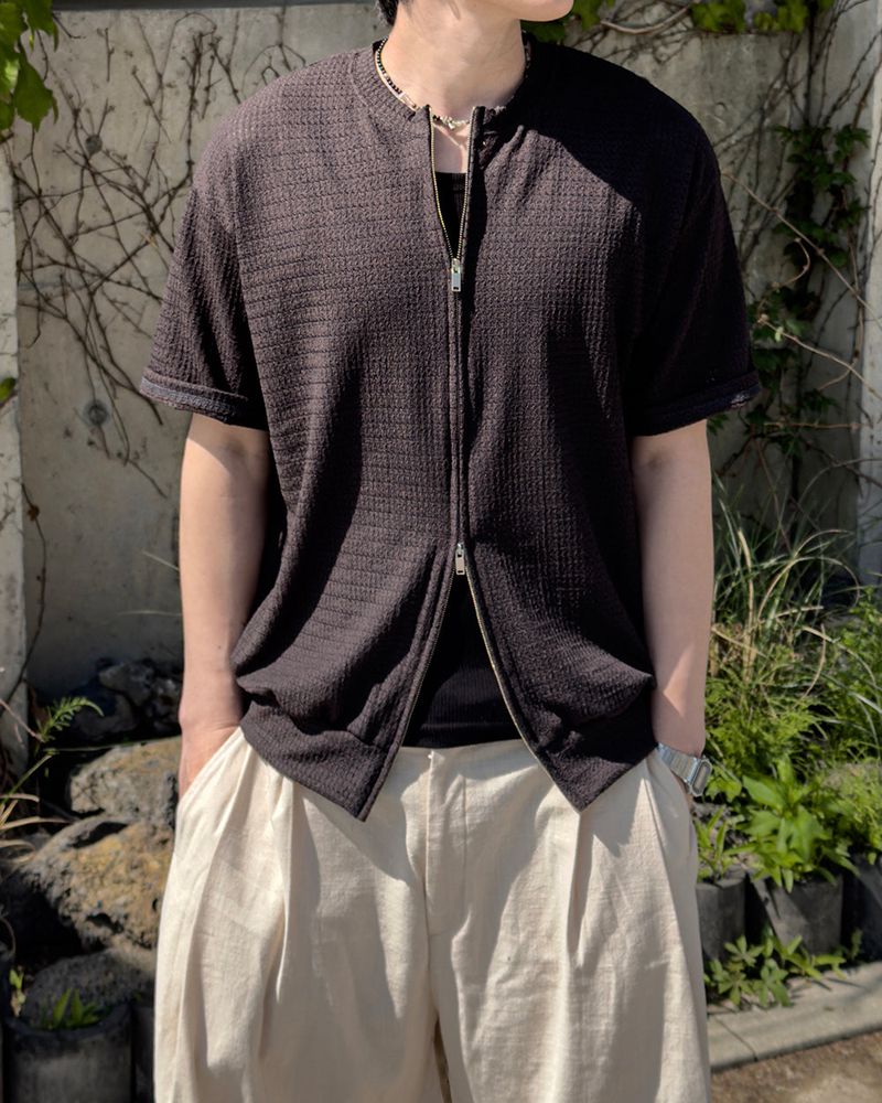 Rell Short Sleeve Knit Zip-Up