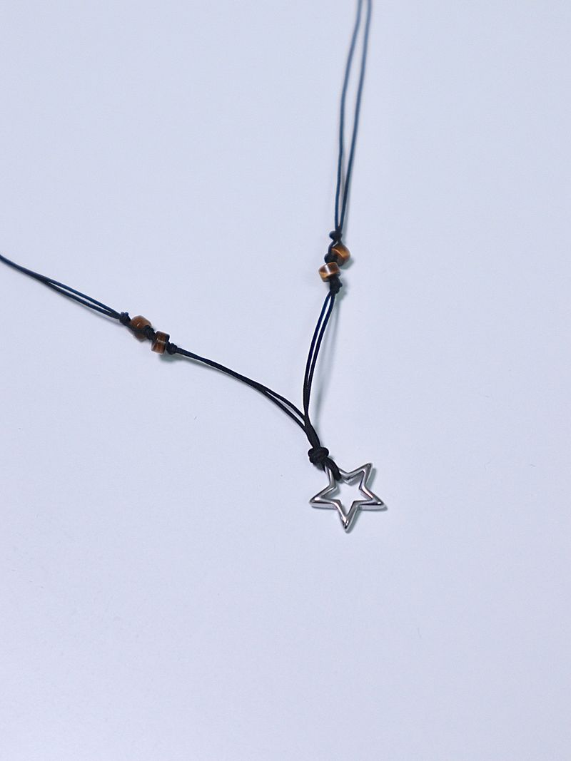 All surgical steel star gemstone string necklace