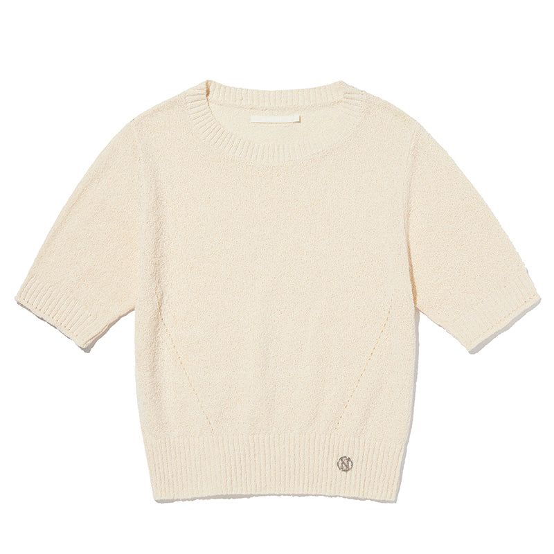 COLLECTION HALF SLEEVE CROP KNIT [IVORY]