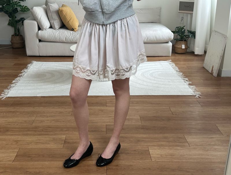 lace satin mini skirt