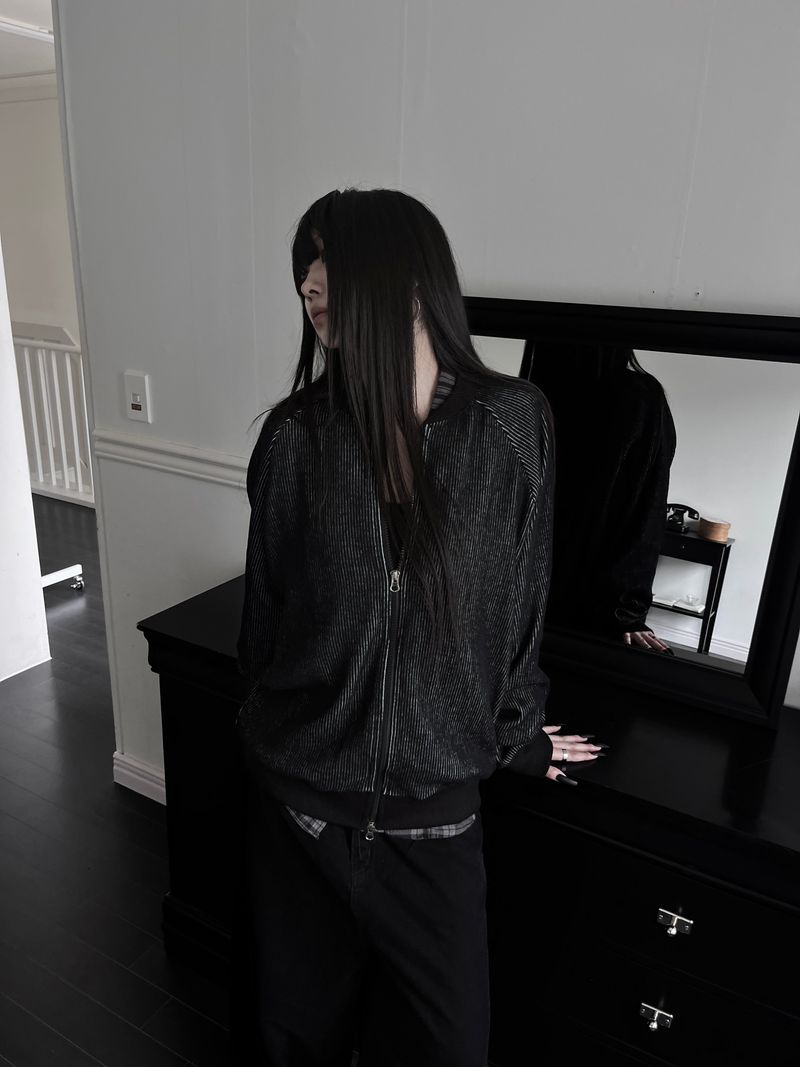 pair wool stripe zip-up (unisex)