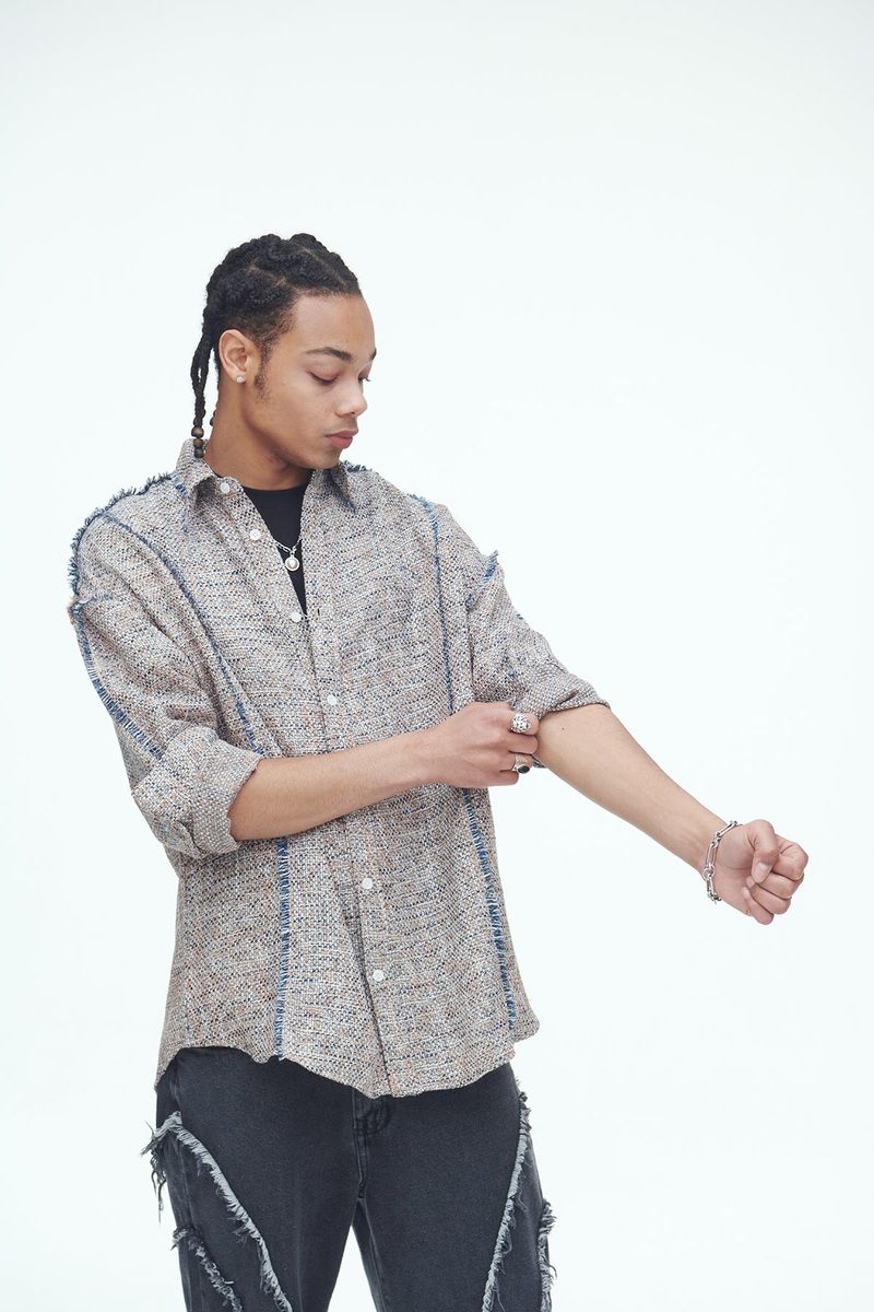Picnic Mat Tassel Shirts Navy