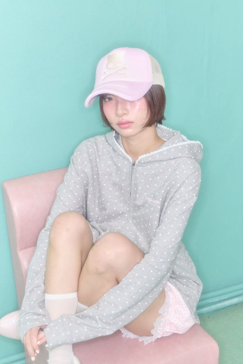 CAKE DOT LACE UP HOODIE (MELANGE)