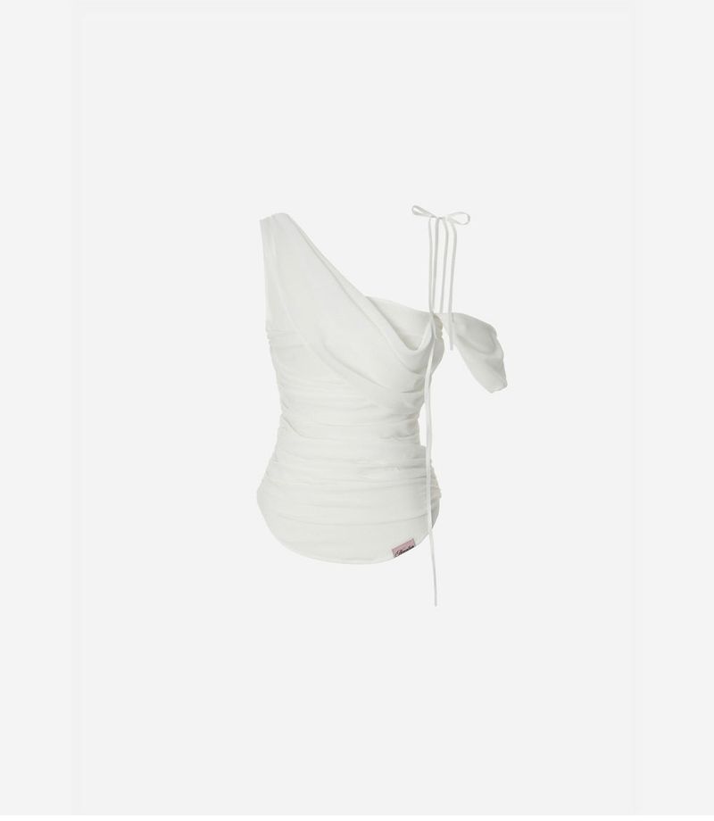 Glow Chiffon Shirred Sleeveless Blouse