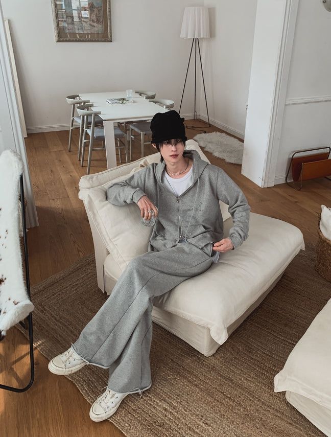 Ruby Damaged Sweat Hood Zip-Up Pants Set