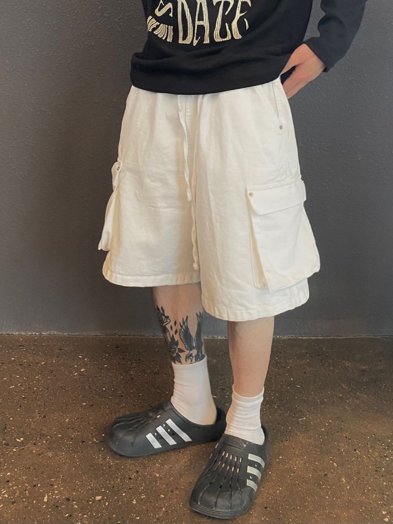 White Cargo Bermuda Pants