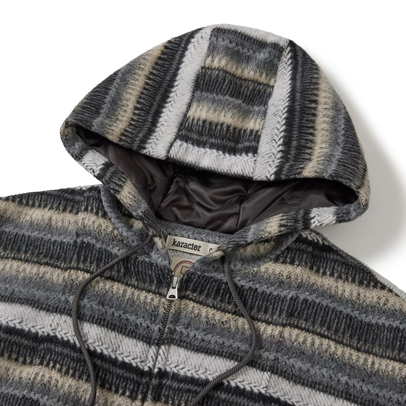 Wool fleece hooded zip-up jacket / Gray