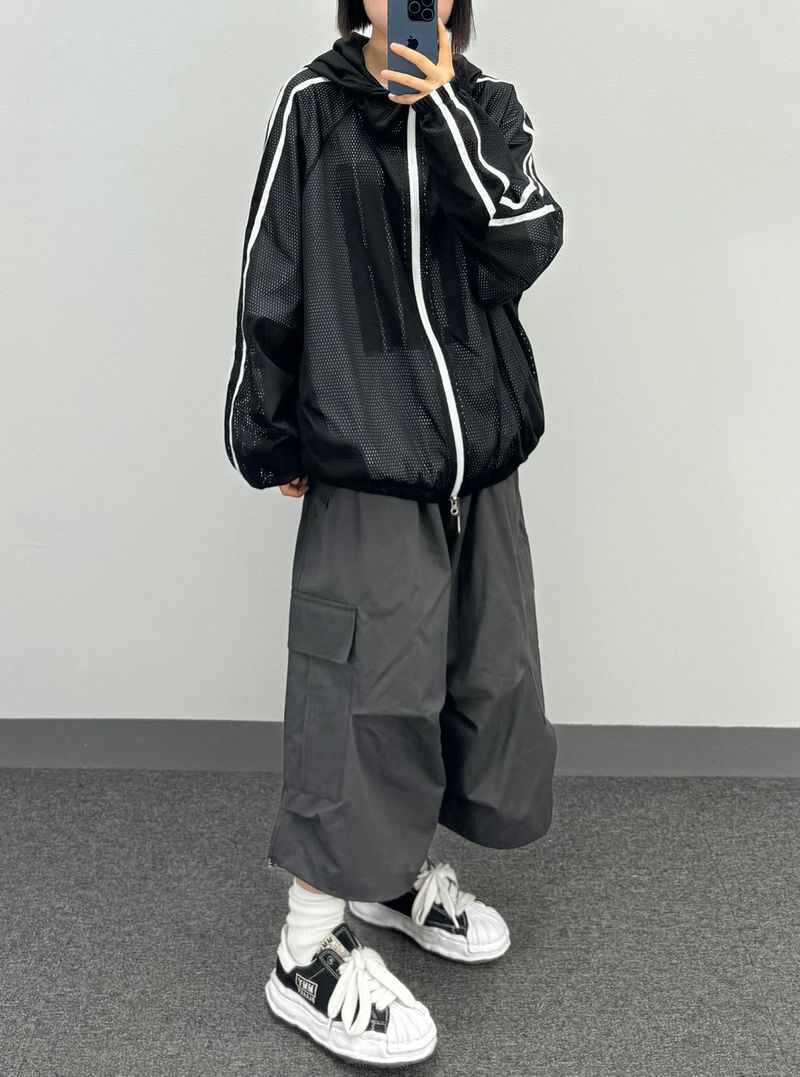 mesh track hooded jacket