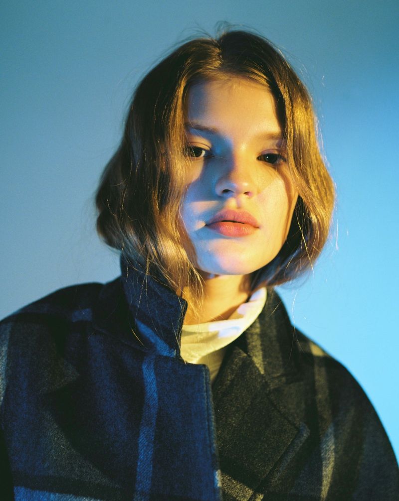OVERSIZE WOOL CHECK ROBE COAT (Charcoal)