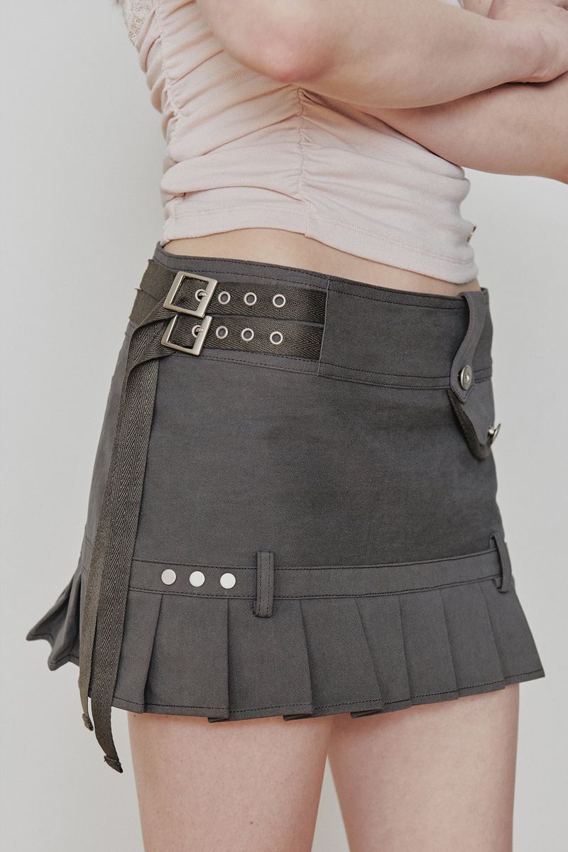 RUE BELTED MINI SKIRT khaki