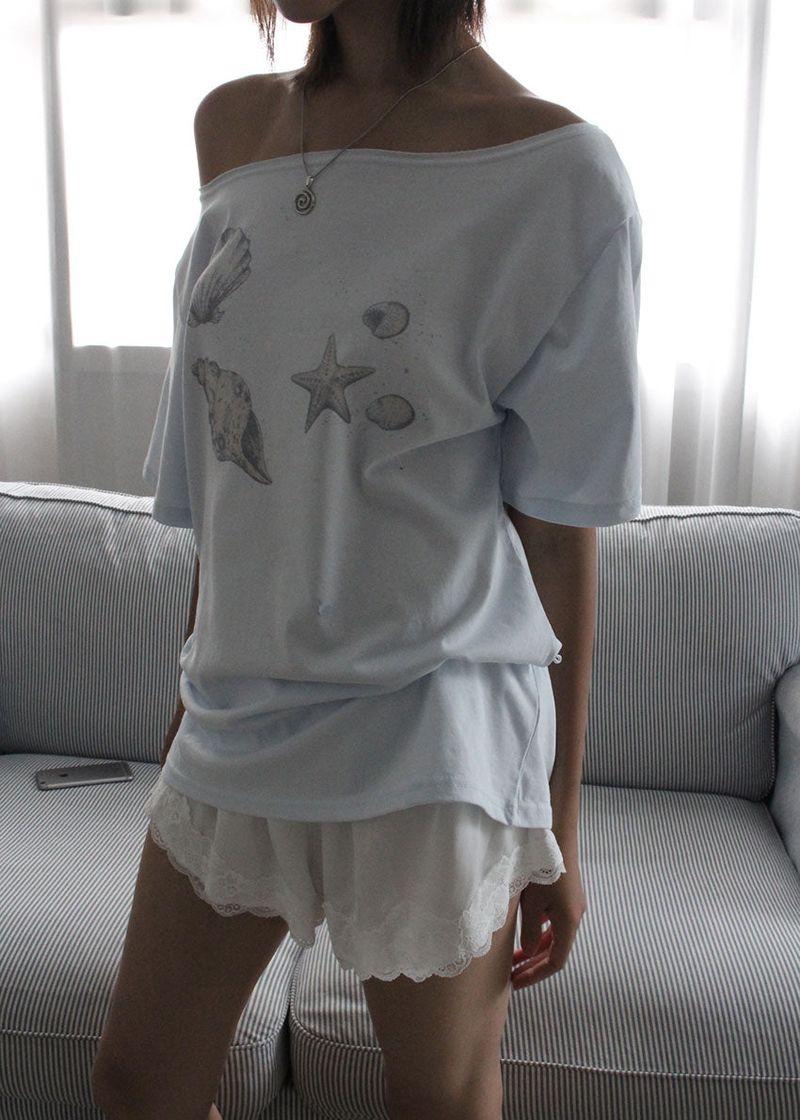 SHELL SHIRRING OFF TEE