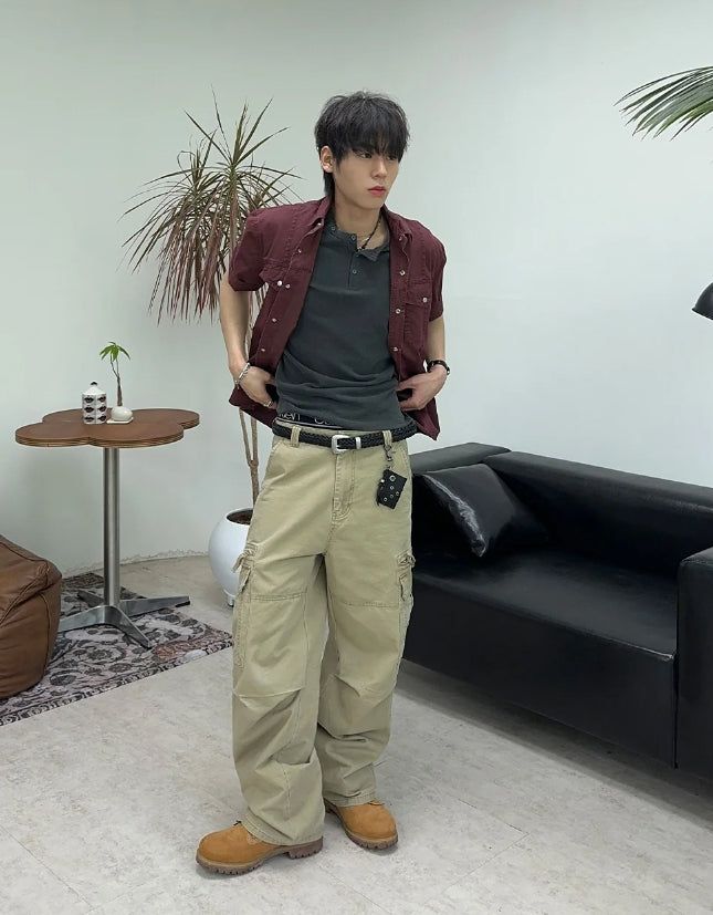 Liev Washed Zipper Cargo Pants