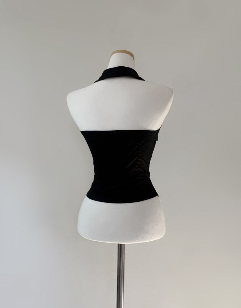 Eriso button halter top (black)