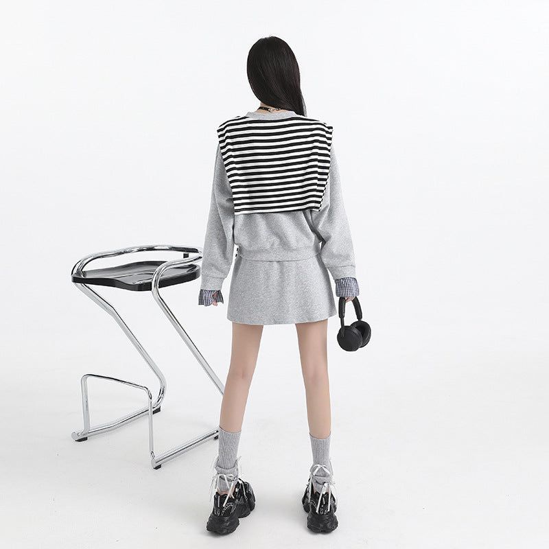 Gradient Stripe Hoodie & Shorts Set