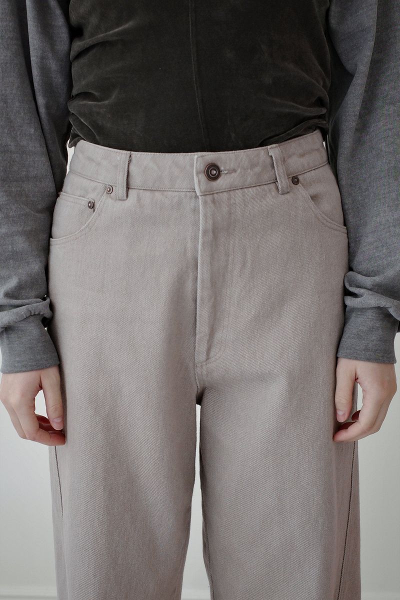 Washed straight leg pants, Beige