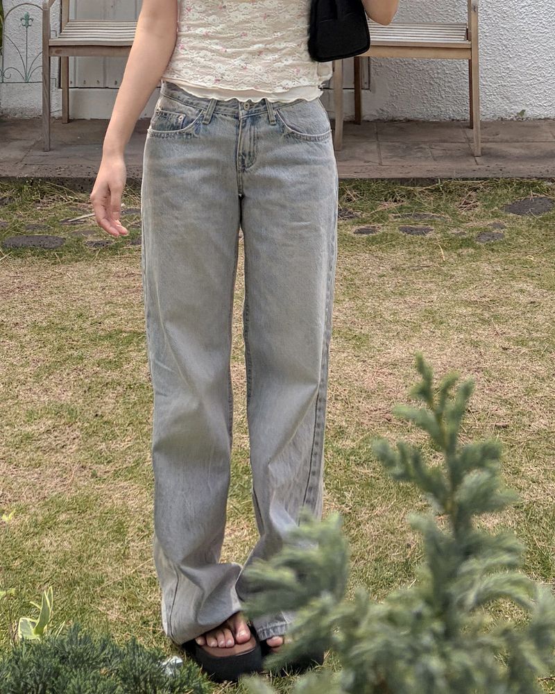 Mets straight‑fit denim pants