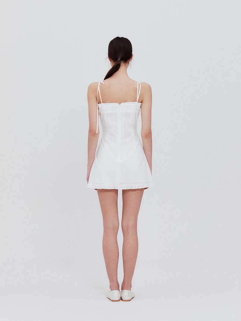 Lace frill mini dress (Ivory)