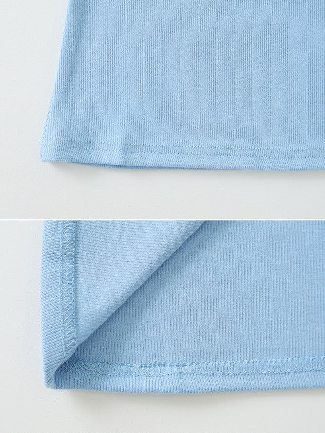 Basic Slim Rib U-neck Short Sleeve T-shirt (5color)