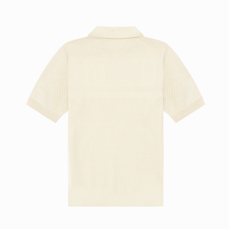DVRK PRIVÉ BUTTONLESS POINTELLE KNITTED POLO - CREAM
