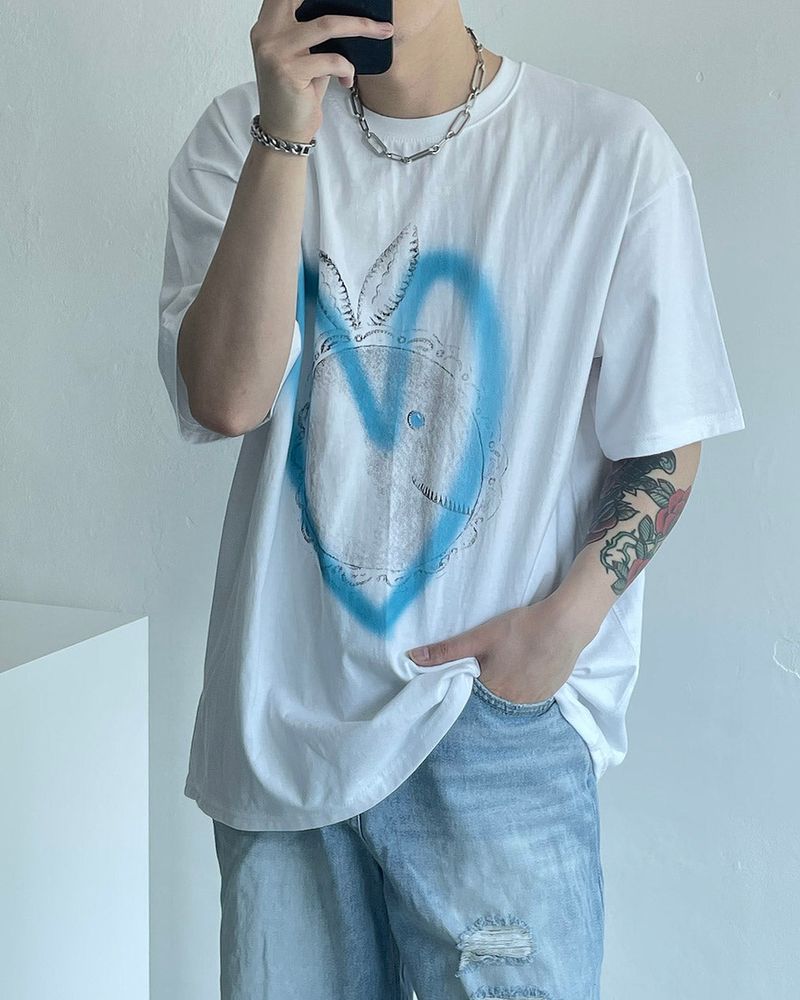 SO Heart Rabbit Printed Short-Sleeved (4 colors)