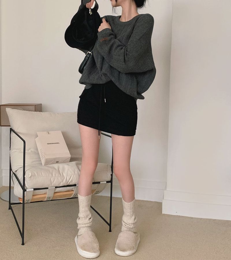[Bellide made] Caramel Loose Fit Long Round Knitwear