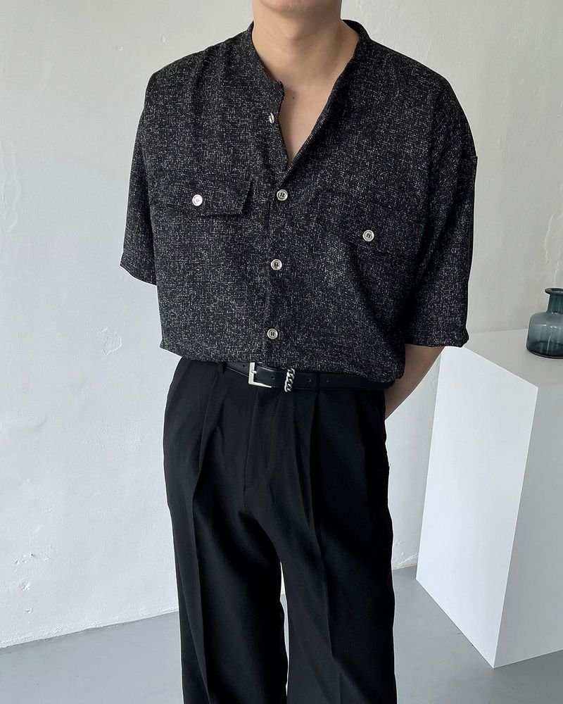 CR Tweed Round Half Shirt (2 colors)