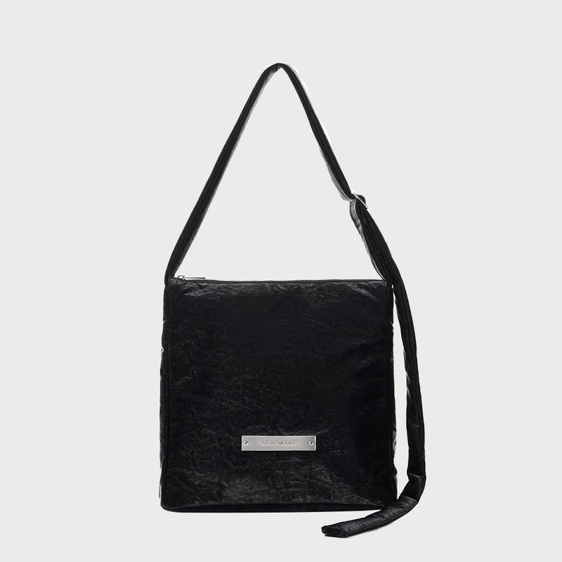 CRYSTAL CRACK LEATHER BIG SQUARE BAG_BLACK