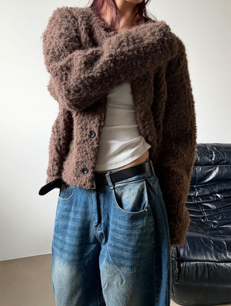 [Unisex] Alphaca fur cardigan(2color)