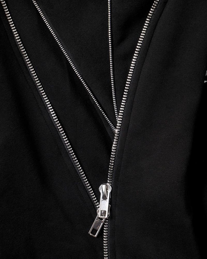 ZIP-UP BLACK HOODIE