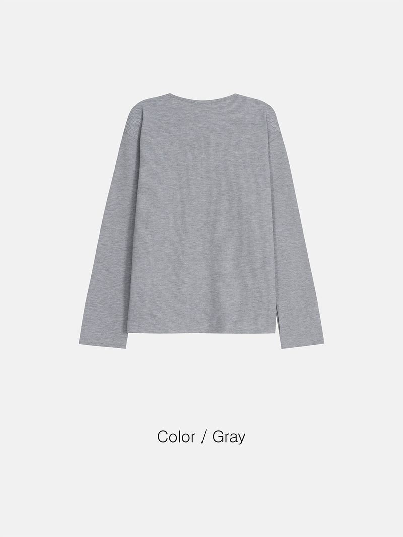 Waffle Henley neck long sleeve
