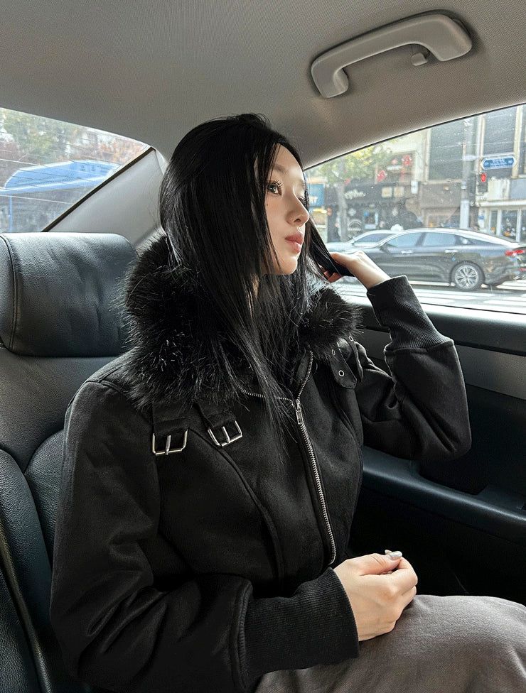 Deep Black Crop Fur Mustang