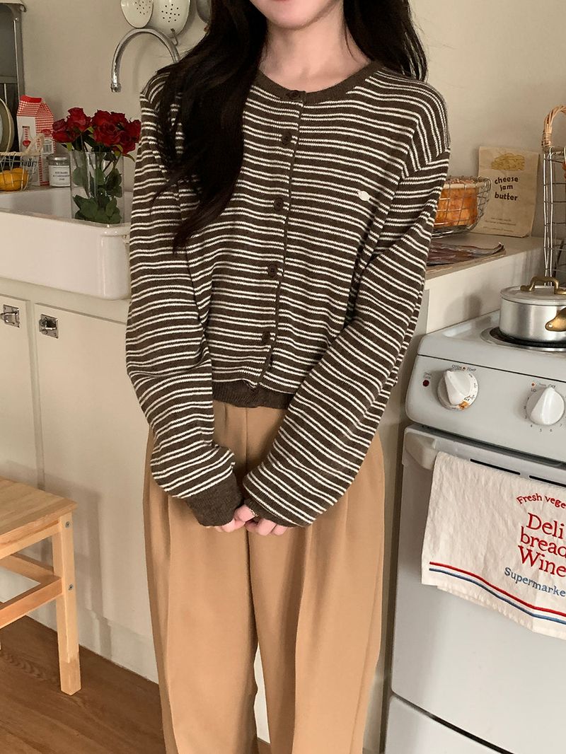 [MADE] [Planning] Slits Stripe Round Cardigan