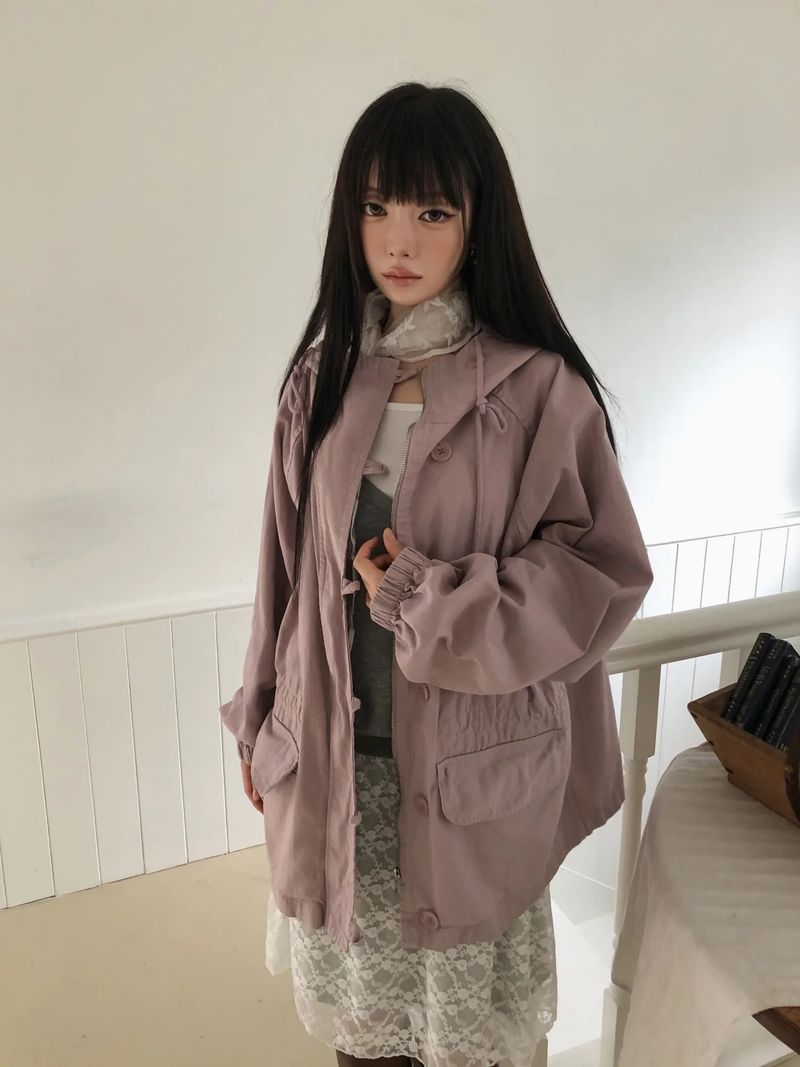 WONDER WONDER（ワンダーワンダー）の「Ike Button High Neck Hooded Field Jacket（Jackets/Outerwear）」