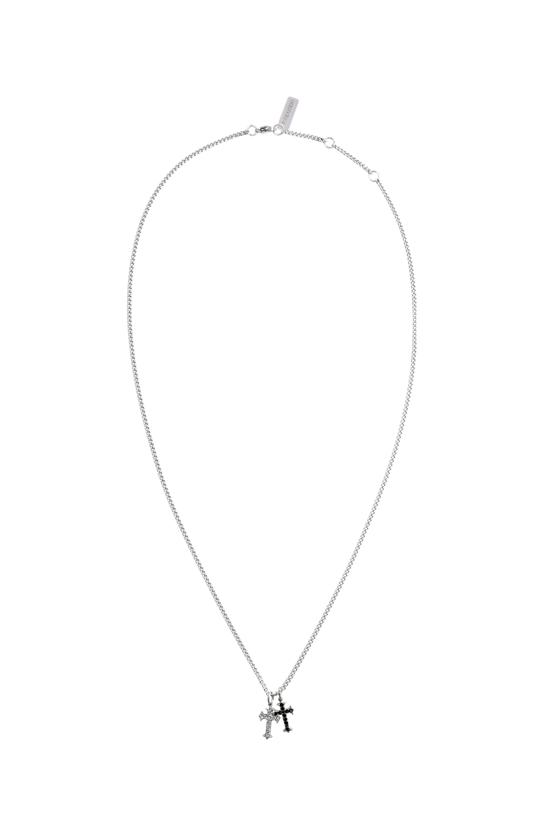 Double cubic sharp cross necklace