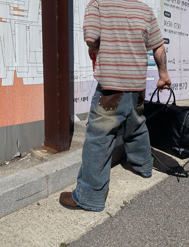 HOLY IN CODE（ホーリーインコード）の「No.1249 back leather wide denim PT（Pants）」