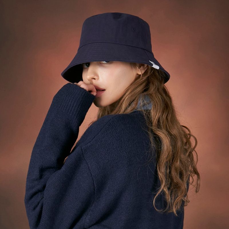 Herringbone label bucket hat NAVY