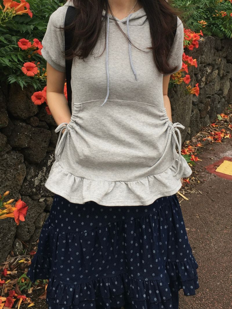 Lily Dot Unbalanced Denim Skirt (2c)