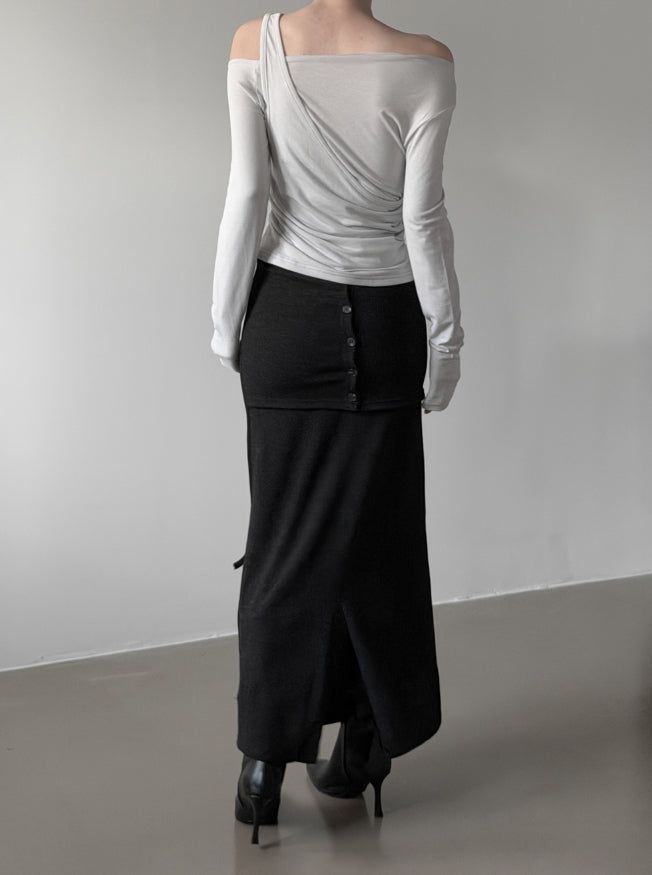 Janet two-way slit long skirt