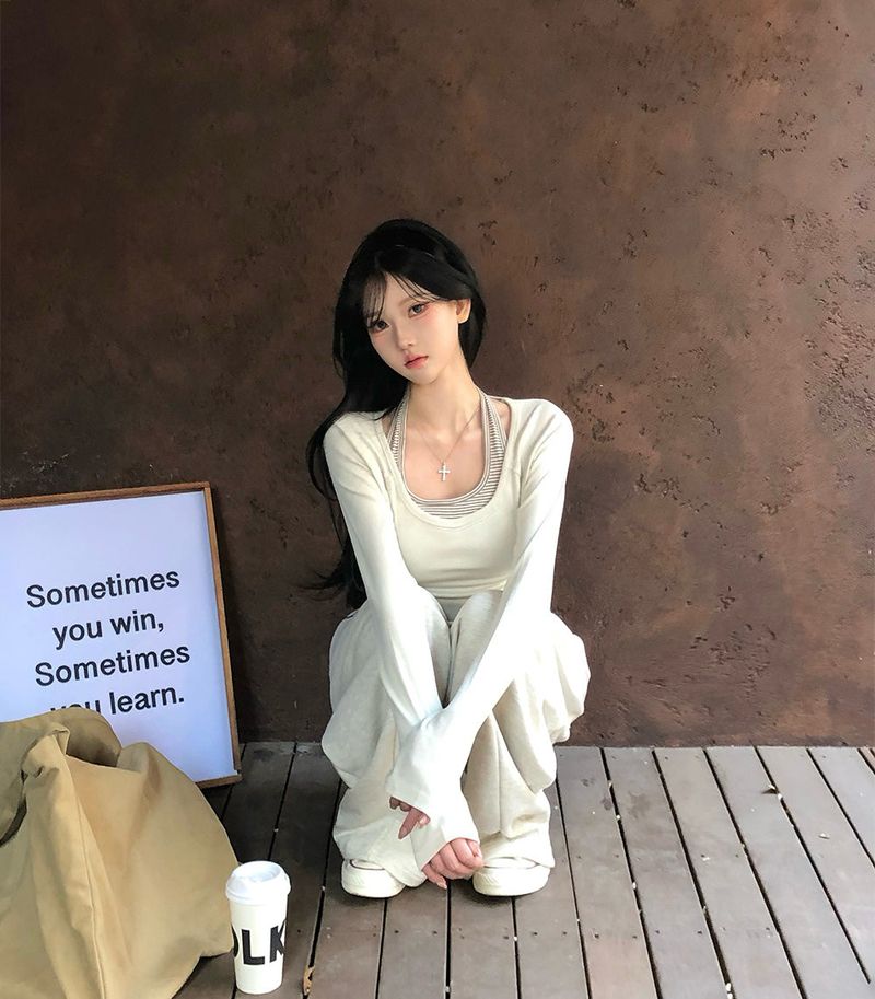 [Bellide made] BI, STRIPE HOLTER NECK CAMISOLE