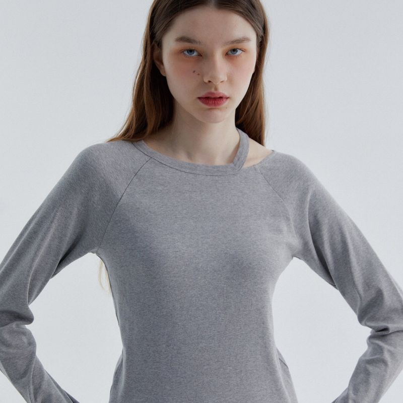 Cut-work T-Shirts Melange Gray