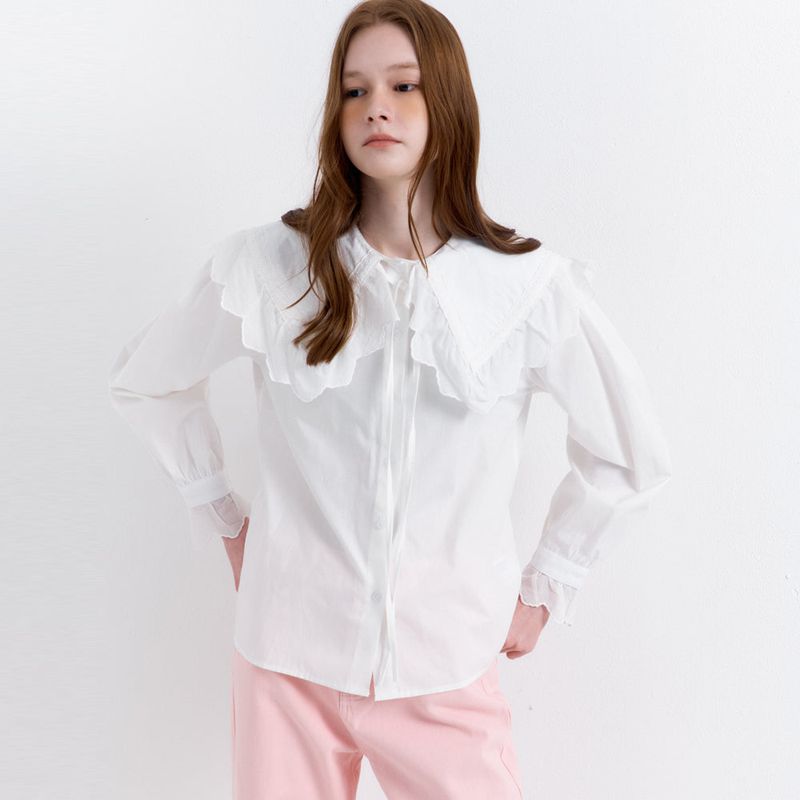 Wide Collar Blouse White