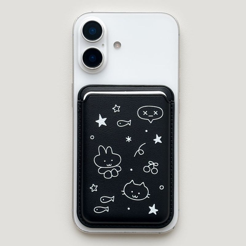 Monani Studio（モナニースタジオ）の「[Macsafe] アニマルズマグセーフレザーカードウォレット(black)（スマホグッズ/小物）」
