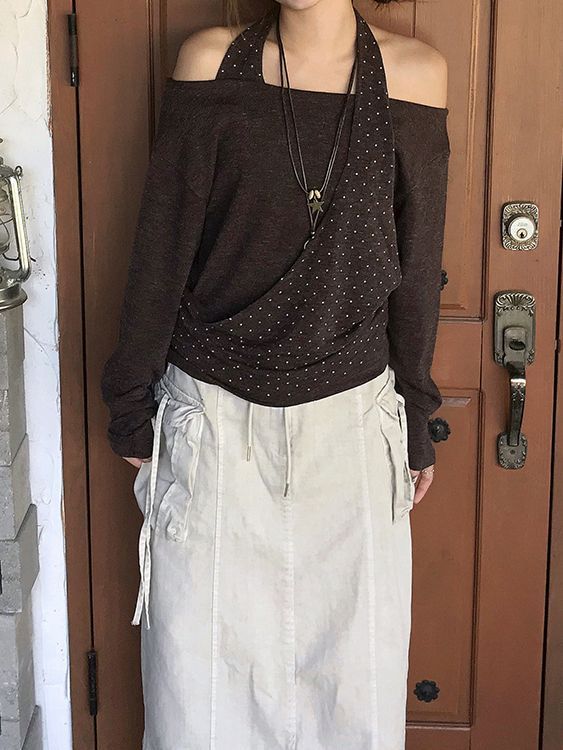 Lodi dot off-shoulder knit