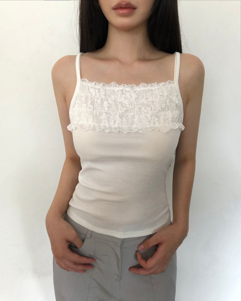 Weron Frill Lace Strap Sleeveless Top