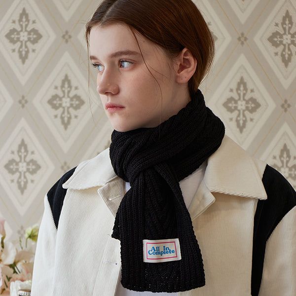 ALLINCOMPLETE（オールインコンプリート）の「Arrow Knit Mini Muffler (Black)（Fashion Accessories）」
