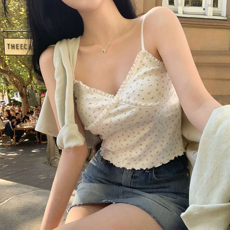 [BELLIDE MADE] FLOWER PATTERN LACE sleeveless camisole