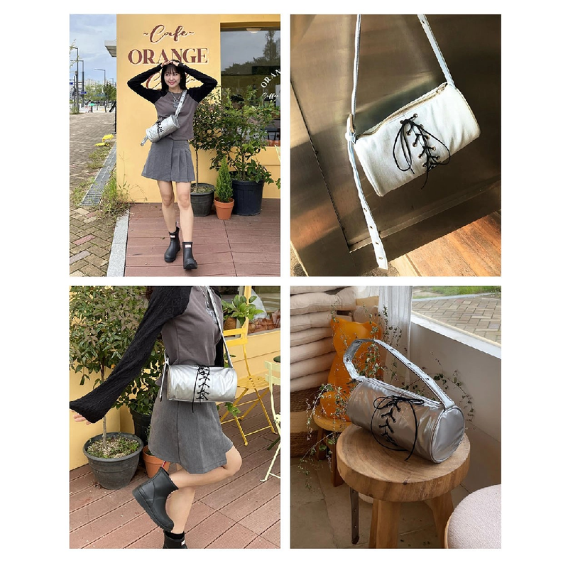 2WAY BELTED STRAP BARREL BAG SMALL_GLOSSY BLACK