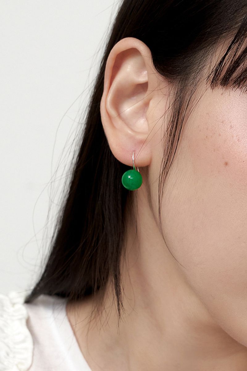 [silver925] jade ball hook earring