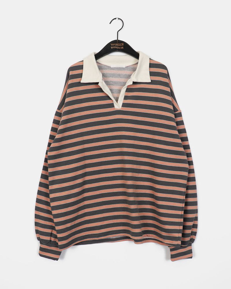 Mato Napping Stripe PK collar Sweatshirt