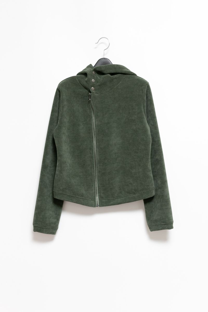 neck 3 Button fluffy hood zip-up(3colors)